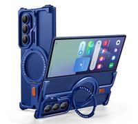 OATSBASF Magnetic Kickstand Case for Samsung Galaxy Z Fold 7, 360° Rotatable Metal Bumper, Ultra-Thin & Frameless Design, Blue