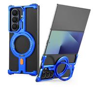 OATSBASF Magnetic Kickstand Case for Samsung Galaxy Z TirFold, 360° Rotatable Metal Bumper, Ultra-Thin & Frameless Design, Dropproof, Blue