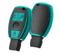 OATSBASF Mercedes Benz Car Key Case, Key Cover for Mercedes Benz W204 W211 2-3 Keyless Buttons A B C E Class (Green Leather)