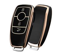 OATSBASF Mercedes Benz Car Key Case, Protective Key Cover for Mercedes Benz E Class 2017 S 2018 (Golden Edge-Black)