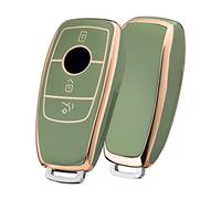 OATSBASF Mercedes Benz Car Key Case, Protective Key Cover for Mercedes Benz E Class 2017 S 2018 (Golden Edge Green)