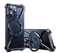 OATSBASF Minimalist Phone Case Compatible with iPhone 12 Pro Max 6.7", 360° Rotation Kickstand Aluminum Metal Frameless Design Bumper Z Case, Protective Shock Grade Shell, Blue