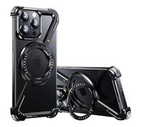 OATSBASF Minimalist Phone Case Compatible with iPhone 13 Pro Max 6.7", 360° Rotation Kickstand Aluminum Metal Frameless Design Bumper Z Case, Protective Shock Grade Shell, Black