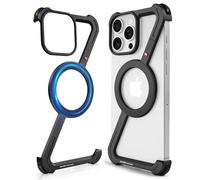 OATSBASF Minimalist Phone Case Compatible with iPhone 16 Pro 6.3", [Compatible with Magsafe] Aluminum Metal Frameless Design Bumper Z Case, Protective Shock Grade Shell, Black