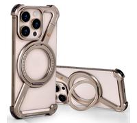 OATSBASF Minimalist Phone Case Compatible with iPhone 16 Pro Max 6.9", 360° Rotation Kickstand Aluminum Metal Frameless Design Bumper Z Case, Protective Shock Grade Shell, Desert Titanium