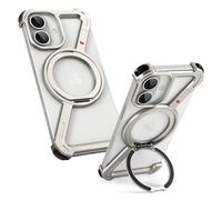 OATSBASF Minimalist Phone Case for 17 Case, 360° Rotation Kickstand Aluminum Metal Frameless Design Bumper Z Case, Protective Shock Grade Shell Orange (Natural Titanium, iPhone 17 6.3")