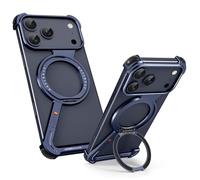 OATSBASF Minimalist Phone Case for iPhone 17 Pro Case, 360° Rotation Kickstand Aluminum Metal Frameless Design Bumper Z Case, Protective Shock Grade Shell, Blue