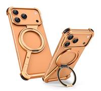 OATSBASF Minimalist Phone Case for iPhone 17 Pro Case, 360° Rotation Kickstand Aluminum Metal Frameless Design Bumper Z Case, Protective Shock Grade Shell, Orange