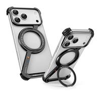 OATSBASF Minimalist Phone Case for iPhone 17 Pro Max Case, 360° Rotation Kickstand Aluminum Metal Frameless Design Bumper Z Case, Protective Shock Grade Shell Black