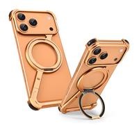 OATSBASF Minimalist Phone Case for iPhone 17 Pro Max Case, 360° Rotation Kickstand Aluminum Metal Frameless Design Bumper Z Case, Protective Shock Grade Shell, Orange