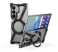 OATSBASF Minimalist Phone Case for Samsung Galaxy Z Fold 7, 360° Rotation Kickstand Aluminum Metal Frameless Design Bumper Z Case, Protective Shock Grade Shell (Black)