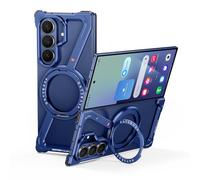 OATSBASF Minimalist Phone Case for Samsung Galaxy Z Fold 7, 360° Rotation Kickstand Aluminum Metal Frameless Design Bumper Z Case, Protective Shock Grade Shell (Blue)