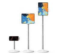 OATSBASF Tablet Floor Stand Holder, Height Adjustable(12-34.6 inch) 360° Rotatable iPad Stand with Heavy Base, Adjustable Holder for 4"-12.9" Devices Including iPhone, iPad, Kindle, Switch, White