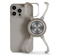 OATSBASF X Case for iPhone 16 Pro Max 6.9”, with Kickstand 360° Rotatable Magnetic Stand, Frameless Slim Shockproof Protective Metal Bumper Phone Case, Natural Titanium