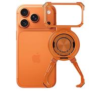 OATSBASF X Case for iPhone 17 Pro 6.3”, with Kickstand 360° Rotatable Magnetic Stand, Frameless Slim Shockproof Protective Metal Bumper Phone Case, Orange