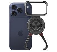 OATSBASF X Case for iPhone 17 Pro 6.3”, with Kickstand 360° Rotatable Magnetic Stand, Frameless Slim Shockproof Protective Metal Bumper Phone Case, Black