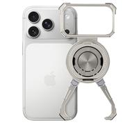 OATSBASF X Case for iPhone 17 Pro Max 6.9”, with Kickstand 360° Rotatable Magnetic Stand, Frameless Slim Shockproof Protective Metal Bumper Phone Case, Natural Titanium