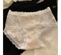 OATTIS 3PCS Women's Mid-Waist Cotton Lace Briefs - 10A Antibacterial, Breathable Mesh, Scalloped Edge, Soft Comfortable Underwear For Ladies,Color4,XL/XXL 63-80KG