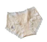 OATTIS 3PCS Women's Mid-Waist Cotton Lace Briefs - 10A Antibacterial, Breathable Mesh, Scalloped Edge, Soft Comfortable Underwear For Ladies,Color6,XL/XXL 63-80KG