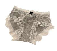 OATTIS 4PCS Women's Cute Print Lace Briefs - Soft Cotton, Mid-Waist Ruffle Trim, Comfortable Antibacterial Gusset, Sweet Bow Decor Underwear,Color5,L 50-60KG