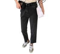OATTIS Large Size Jeans For Women In Summer, High Waist, Loose Fit, Slimming Straight Leg, Fringed, Smoke Pipe Pants,Color1,L