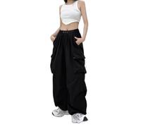 OATTIS Loose-Fit Straight-Leg Wide-Leg Casual Vintage Design Sensibility Cargo Pants Women's Large Pocket Trendy,Color2,S
