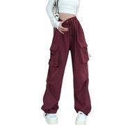 OATTIS Loose-Fit Straight-Leg Wide-Leg Casual Vintage Design Sensibility Cargo Pants Women's Large Pocket Trendy,Color3,L