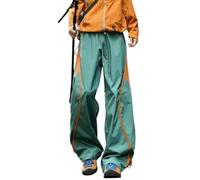 OATTIS Men's Color Block Wide Leg Hiking Pants - Waterproof Quick Dry Outdoor Trousers With Adjustable Drawstring Waist & Cuffs,Lightweight Streetwear Cargo Pants,Color4,L 55-65KG
