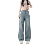 OATTIS Plus Size Women's Straight Leg Jeans High Waist Denim Pants Vintage Wide Leg Long Trousers For Plus Size Women Spring Autumn,color,3XL