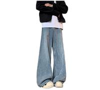 OATTIS Wide Leg Jeans With A Silhouette, Men's Street Style Retro Drape, Loose And Washable Floor Length Pants,Color1,S