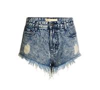OATTIS Women's High Waisted Distressed Denim Shorts With Studded Back, Frayed Hem Punk Jean Shorts For Summer Festival,Color2,40
