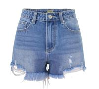 OATTIS Women's Summer High Waisted A-line Wide Leg Fringed Denim Shorts, Worn-out Hot Pants, Beach Vacation,Color1,36