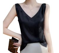 OATTIS Women's Wide Strap V Neck Satin Tank Top, Butterfly Jacquard Silk Look Camisole Vest,Color3,M