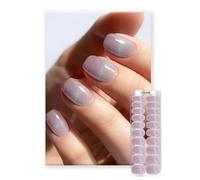 Oauee Semi Cured Gel Nail Strips | Built-In Gel Top Coat | UV Light Required | Salon Quality, Easy Application And Removal (Frost Pink Elegance）