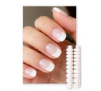 Oauee Semi Cured Gel Nail Strips | Built-In Gel Top Coat | UV Light Required | Salon Quality, Easy Application And Removal (Shining French style)