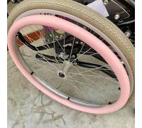 OAUKA 24inch/22inch Silicone Non-Slip Wheelchair Push Rim Covers, 1 Pair Wheelchair Hand Push Cover,0.18inch Thick Wear-Resistant Hand Push Cover,light pink,24in