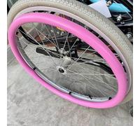 OAUKA 24inch/22inch Silicone Non-Slip Wheelchair Push Rim Covers, 1 Pair Wheelchair Hand Push Cover,0.18inch Thick Wear-Resistant Hand Push Cover,pink,22in