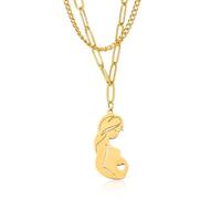 OAUWKEIY Double-layer combination necklace for women original style Instagram-worthy nurturing and loving mother jewellery pendant necklaces for men women