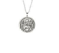 OAUWKEIY European and American Instagram-worthy holiday wolf forest night scene round pendant necklace for men and women sweater chain jewellery pendant necklaces for men women