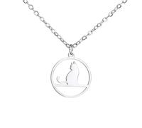 OAUWKEIY Fashionable cat pendant necklace featuring a cat squatting on a horizontal bar and looking back jewellery pendant necklaces for men women