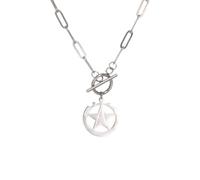 OAUWKEIY Hip-hop exaggerated style one-button necklace with rings gears five-pointed stars and the letter A jewellery pendant necklaces for men women