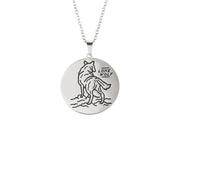 OAUWKEIY Hip-hop trendy wolf back view necklace with English round pendant versatile long sweater chain jewellery pendant necklaces for men women