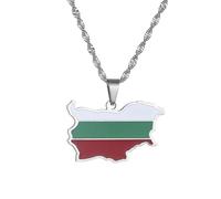 OAUWKEIY Pendant Necklace Bulgaria map flag pendant necklace men's women's pendant necklace ethnic gifts Jewelry