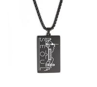 OAUWKEIY Retro timeless classic SEOUL letter square tag necklace versatile European and American style sweater chain jewellery pendant necklaces for men women