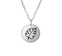 OAUWKEIY Simple and versatile leaf pattern round pendant necklace elegant and stylish sweater chain jewellery pendant necklaces for men women