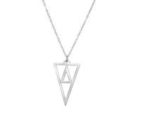 OAUWKEIY Simple trendy and versatile geometric pendant necklace with four small triangle patterns jewellery pendant necklaces for men women