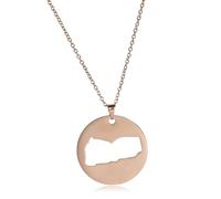 OAUWKEIY Stylish versatile and timeless multi-colored round pendant necklace with hollowed-out Yemen map pattern jewellery pendant necklaces for men women