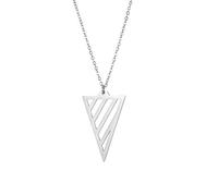 OAUWKEIY Stylish versatile timeless and elegant hollowed-out triangle pendant with built-in parallel lines - a minimalist style jewellery pendant necklaces for men women