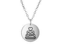 OAUWKEIY Suitable for gifting: round double-layer birthday cake with heart-shaped design; versatile and meaningful jewellery pendant necklaces for men women