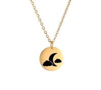 OAUWKEIY Versatile tranquil and natural-style moon and cloud round pendant necklace for a serene nighttime atmosphere jewellery pendant necklaces for men women